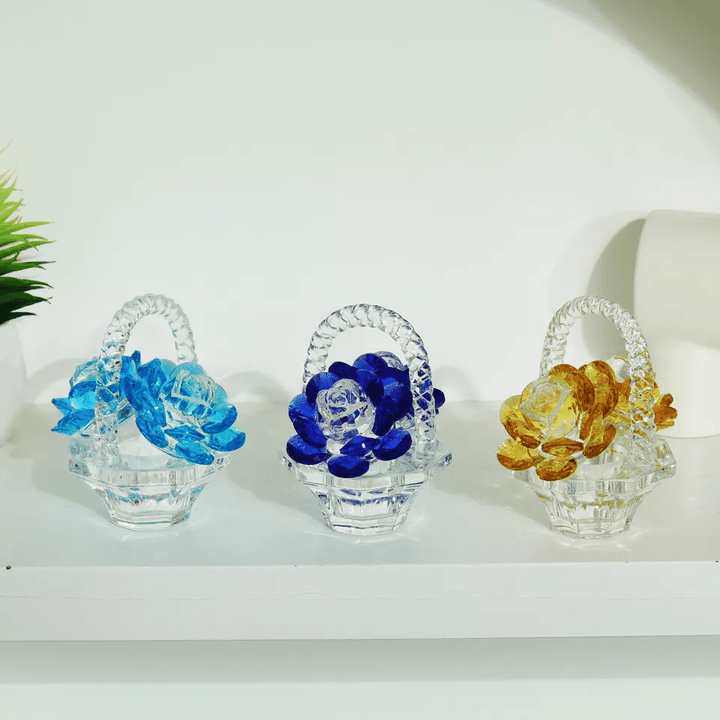 Crystal Rose Basket Crystal Figurine - Lumina Luxe - Fine Crystal - Coastal Charm Creators