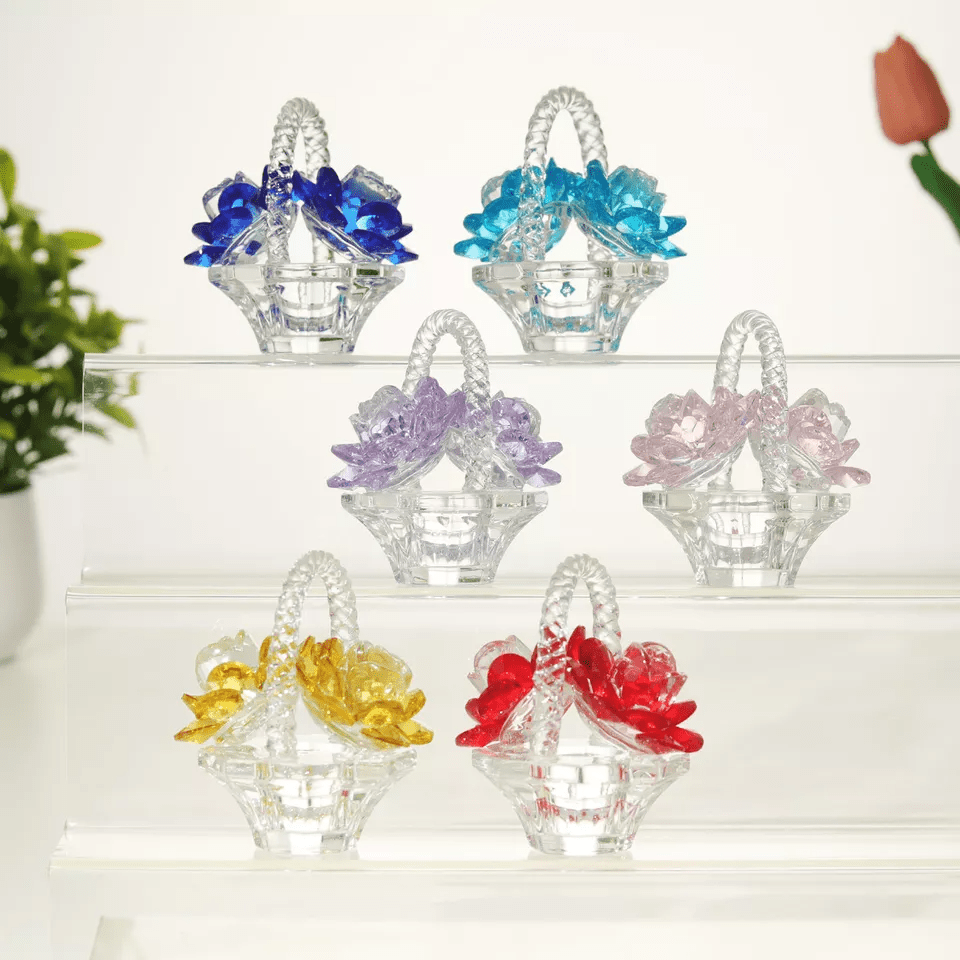 Crystal Rose Basket Crystal Figurine - Lumina Luxe - Fine Crystal - Coastal Charm Creators