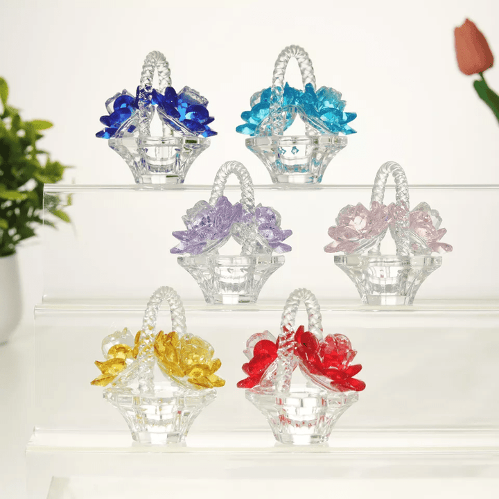 Crystal Rose Basket Crystal Figurine - Lumina Luxe - Fine Crystal - Coastal Charm Creators