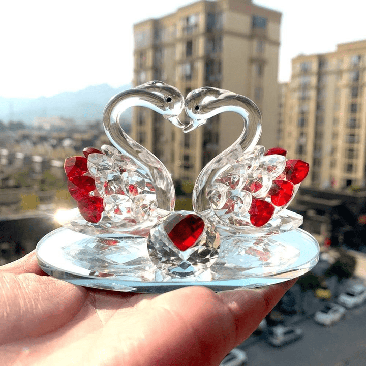 Eternal Love Swans Crystal Figurine - Lumina Luxe - Fine Crystal - Coastal Charm Creators