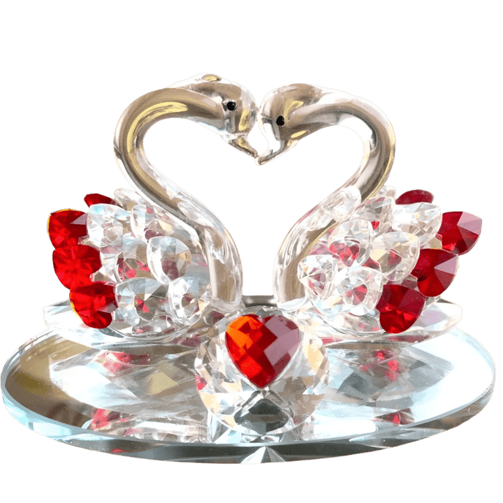 Eternal Love Swans Crystal Figurine - Lumina Luxe - Fine Crystal - Coastal Charm Creators