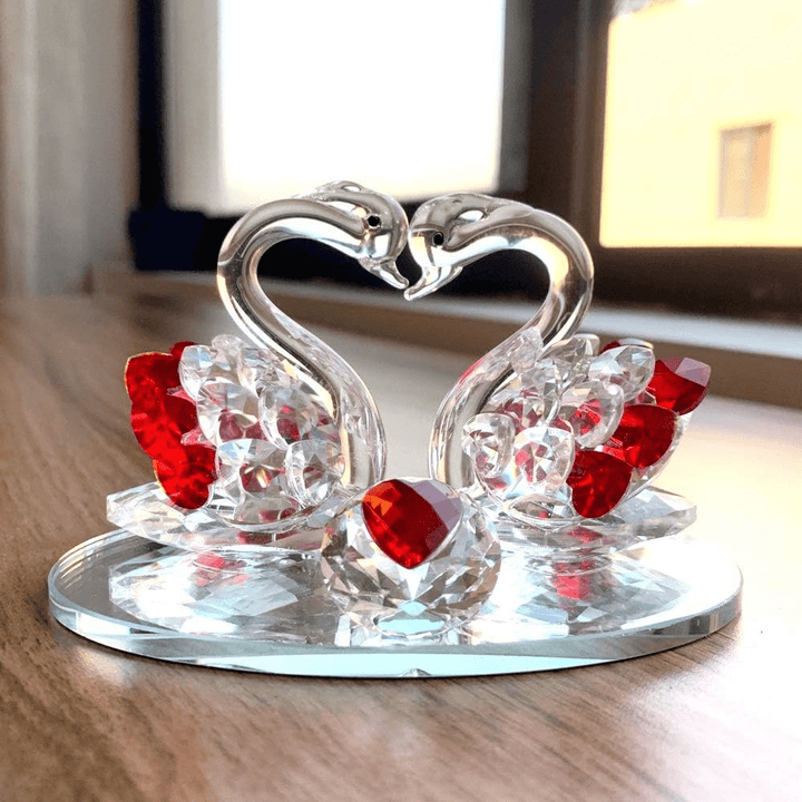 Eternal Love Swans Crystal Figurine - Lumina Luxe - Fine Crystal - Coastal Charm Creators