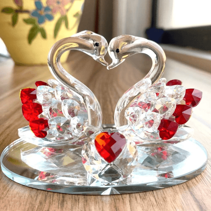 Eternal Love Swans Crystal Figurine - Lumina Luxe - Fine Crystal - Coastal Charm Creators