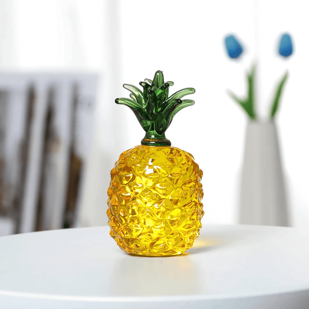 Golden Pineapple Glow Glass Art - Lumina Luxe - Handblown Glass - Coastal Charm Creators