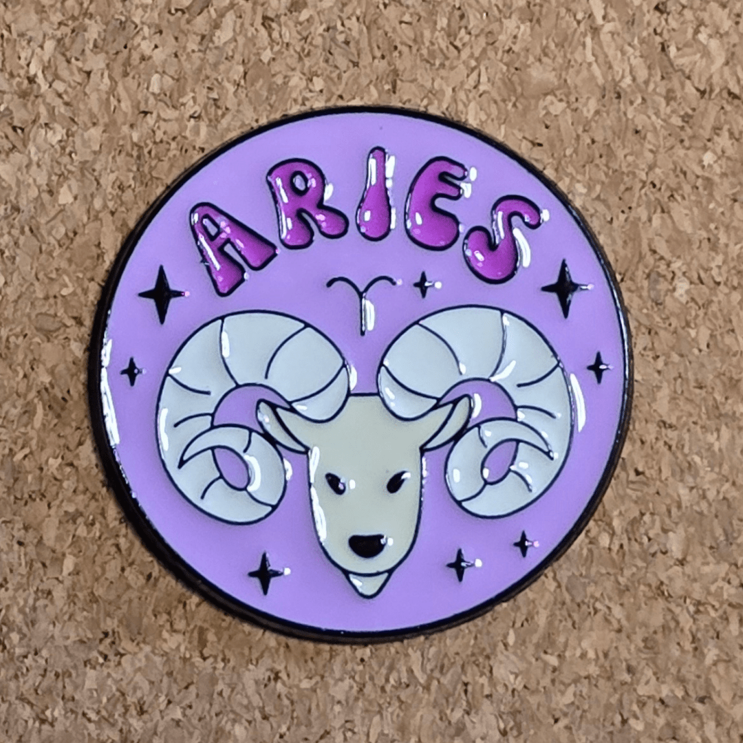 70s Art Style Aries Zodiac Pin - Glitz & Gleam - Brooches - Coastal Charm Creators