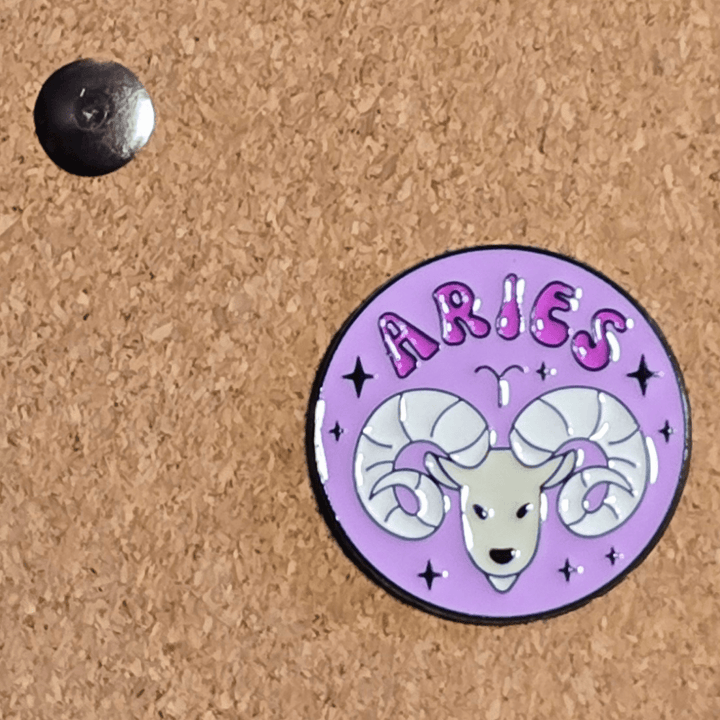 70s Art Style Aries Zodiac Pin - Glitz & Gleam - Brooches - Coastal Charm Creators