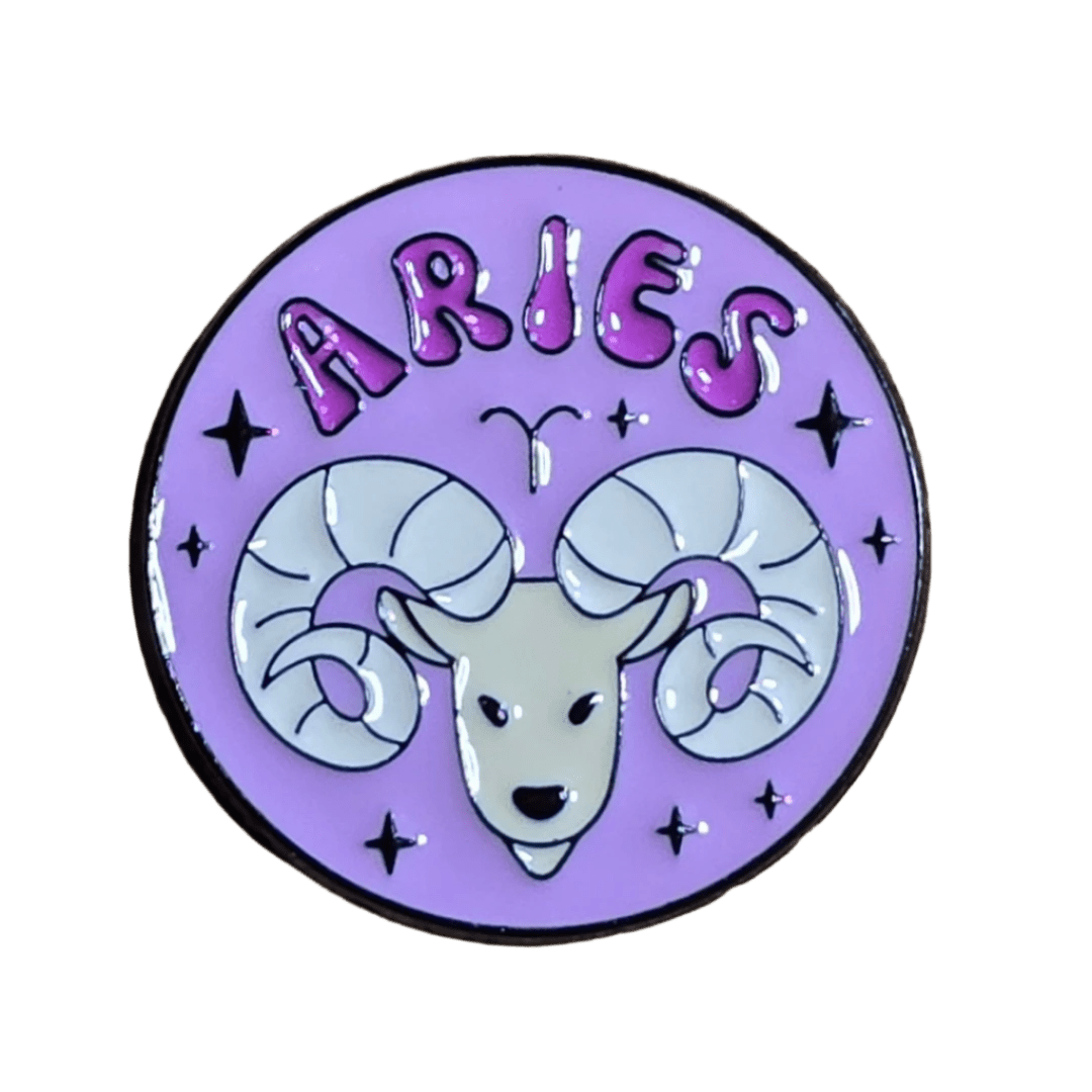 70s Art Style Aries Zodiac Pin - Glitz & Gleam - Brooches - Coastal Charm Creators