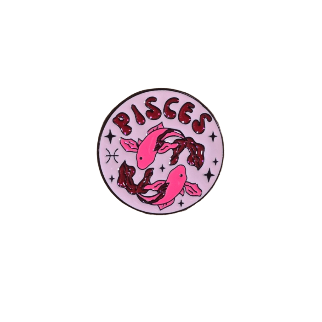 70s Art Style Pisces Zodiac Pin - Glitz & Gleam - Brooches - Coastal Charm Creators