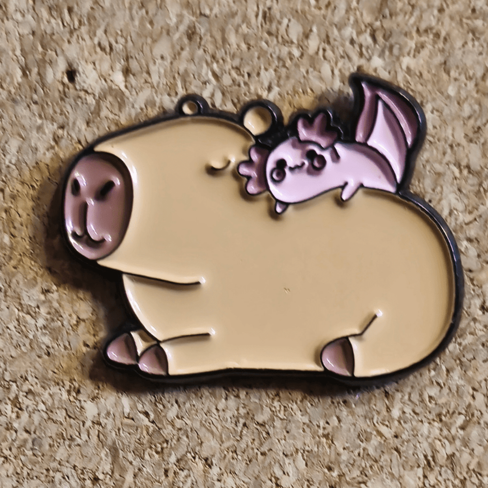 Axolotl Riding Capy Pin - Glitz & Gleam - Brooches - Coastal Charm Creators