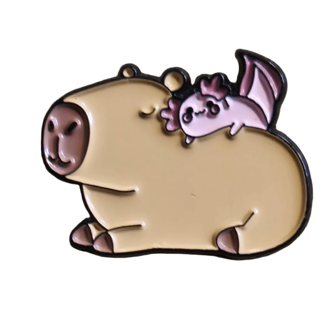 Axolotl Riding Capy Pin - Glitz & Gleam - Brooches - Coastal Charm Creators