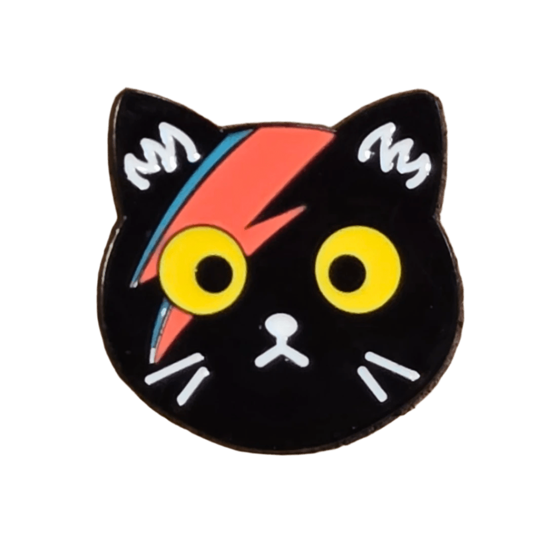 Black Cat Bowie Pin - Glitz & Gleam - Brooches - Coastal Charm Creators