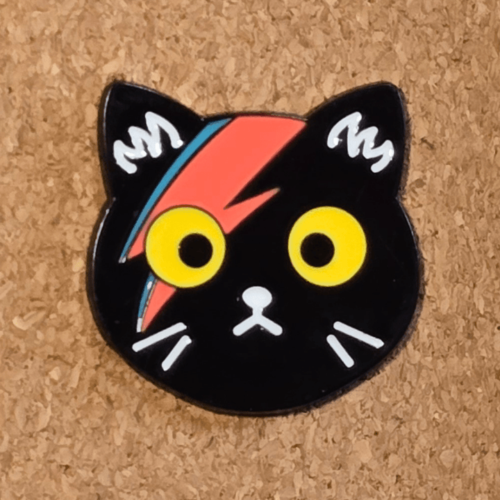 Black Cat Bowie Pin - Glitz & Gleam - Brooches - Coastal Charm Creators