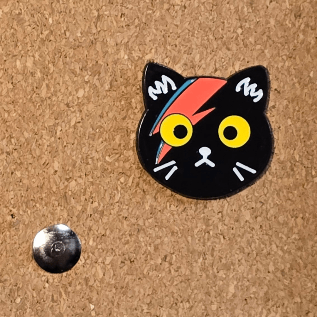 Black Cat Bowie Pin - Glitz & Gleam - Brooches - Coastal Charm Creators