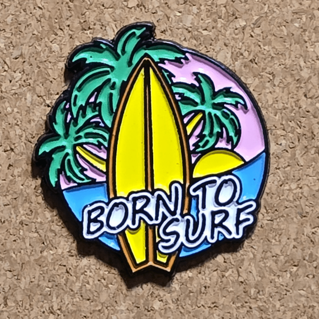 Born to Surf Vapor Wave Pin - Glitz & Gleam - Brooches - Coastal Charm Creators