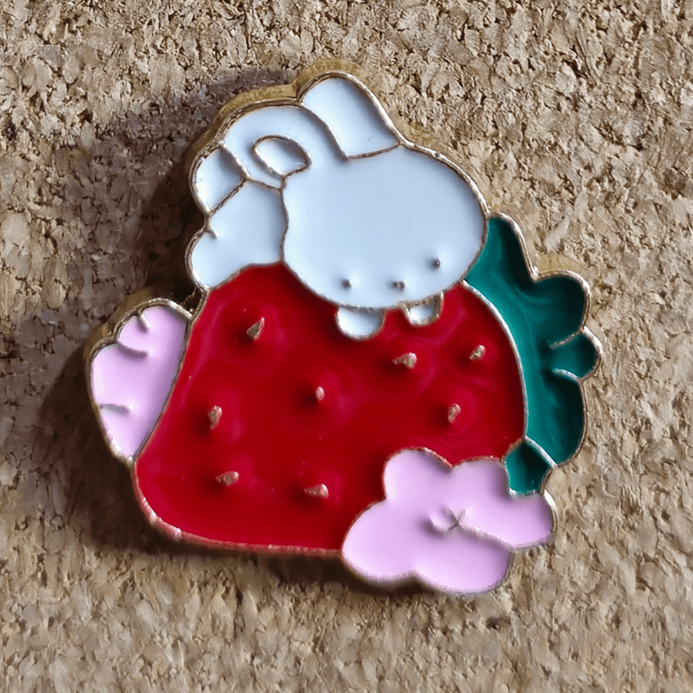 Bunny Over Strawberry Pin - Glitz & Gleam - Brooches - Coastal Charm Creators