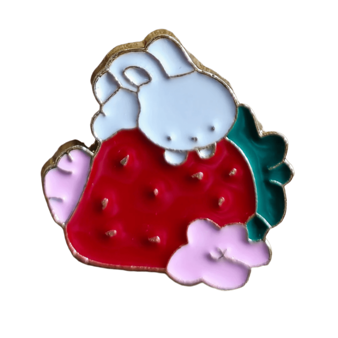 Bunny Over Strawberry Pin - Glitz & Gleam - Brooches - Coastal Charm Creators