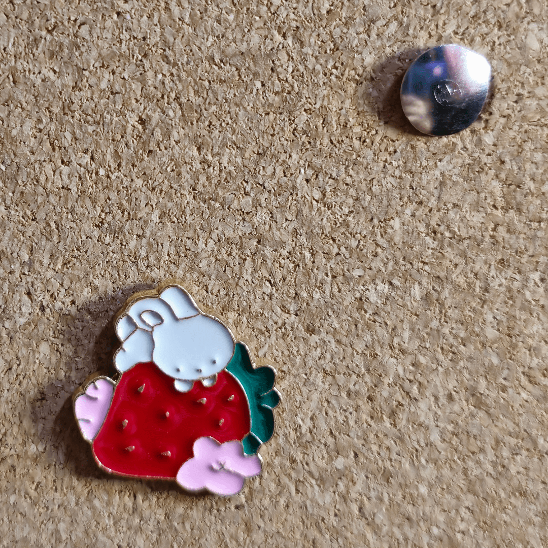 Bunny Over Strawberry Pin - Glitz & Gleam - Brooches - Coastal Charm Creators