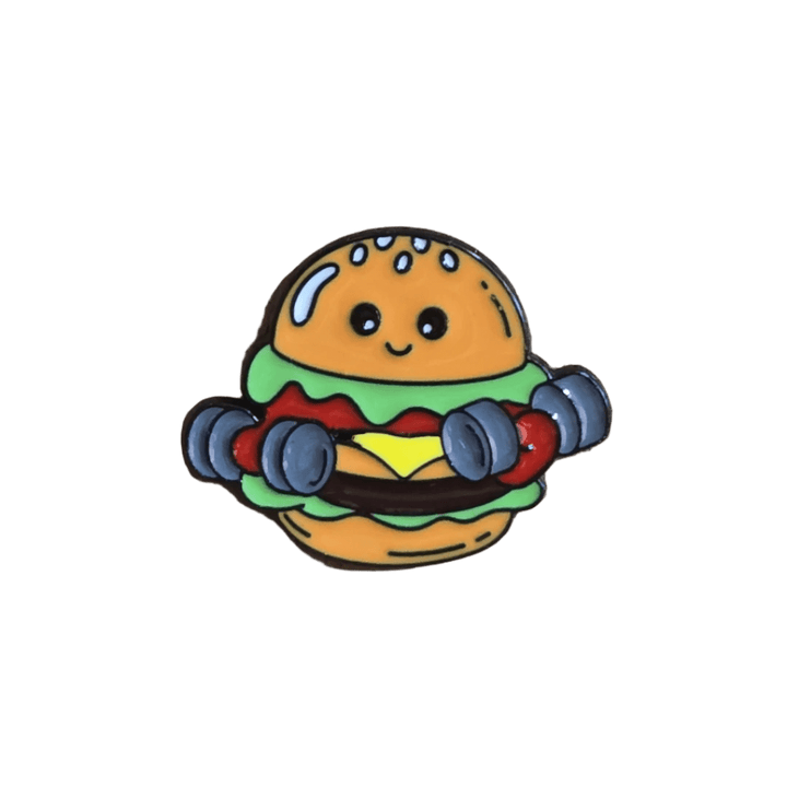 Burger Pumping Iron Pin - Glitz & Gleam - Brooches - Coastal Charm Creators