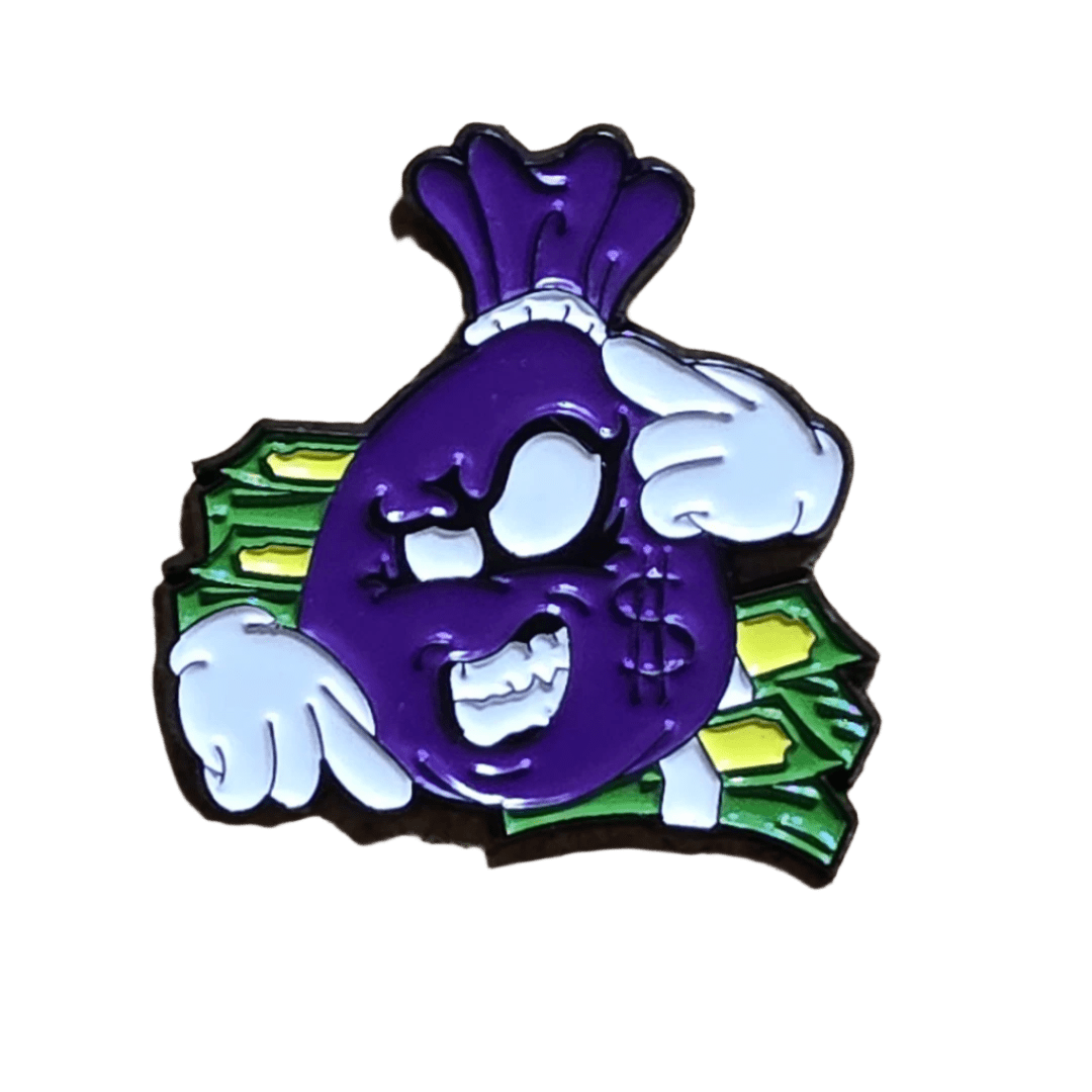 California Raisin Purple Cash Bag Pin - Glitz & Gleam - Brooches - Coastal Charm Creators