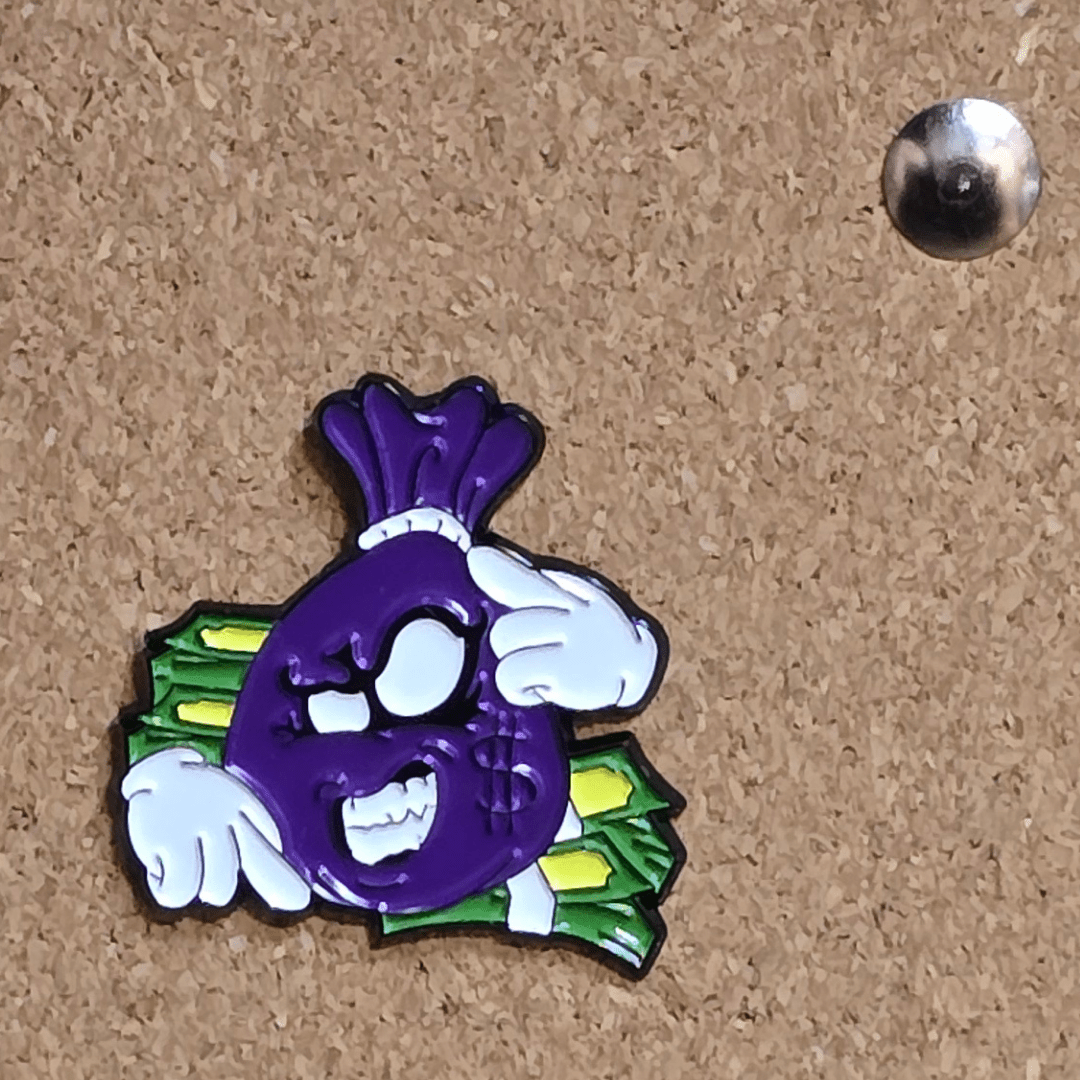 California Raisin Purple Cash Bag Pin - Glitz & Gleam - Brooches - Coastal Charm Creators