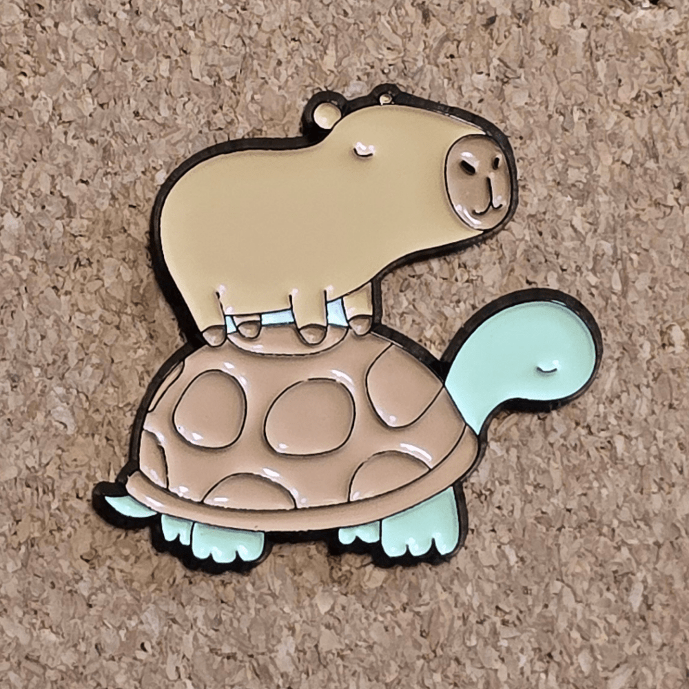 Capy Riding Turtle Pin - Glitz & Gleam - Brooches - Coastal Charm Creators