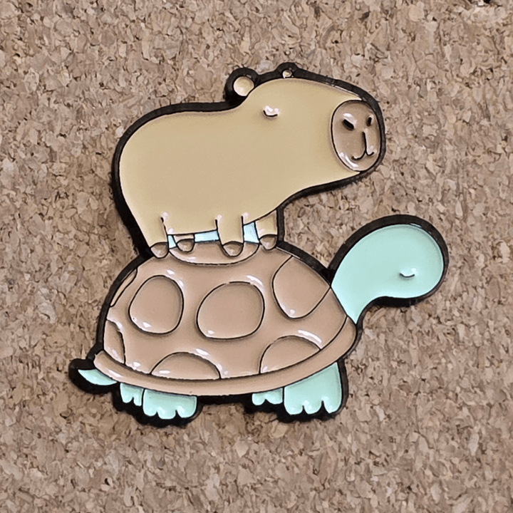 Capy Riding Turtle Pin - Glitz & Gleam - Brooches - Coastal Charm Creators