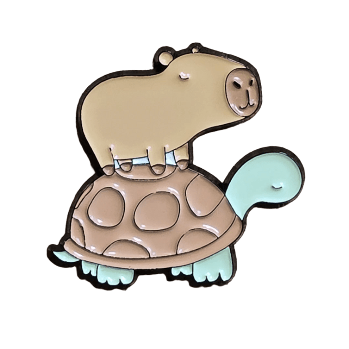 Capy Riding Turtle Pin - Glitz & Gleam - Brooches - Coastal Charm Creators