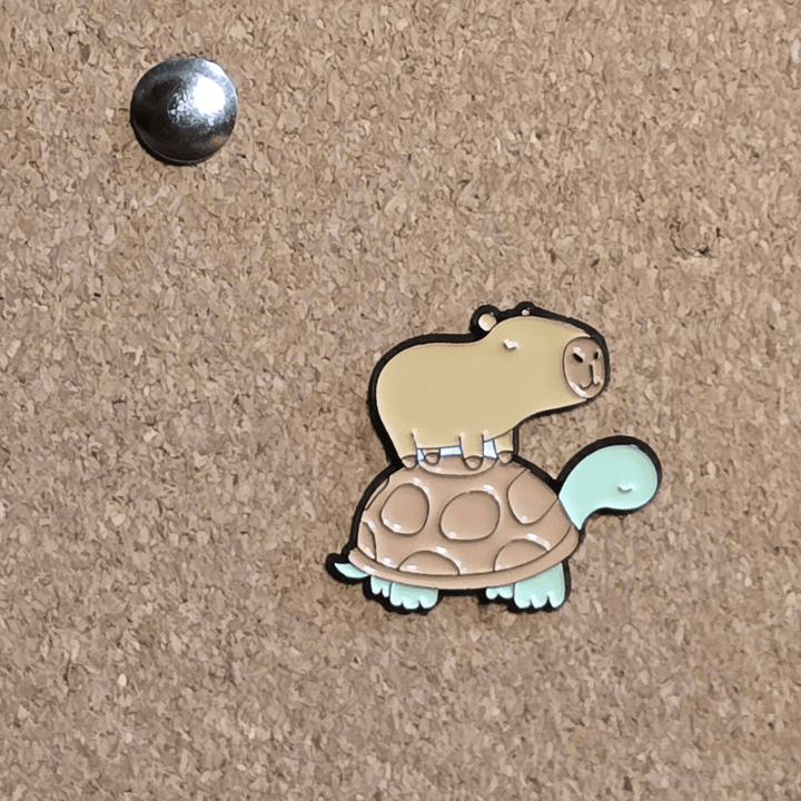 Capy Riding Turtle Pin - Glitz & Gleam - Brooches - Coastal Charm Creators