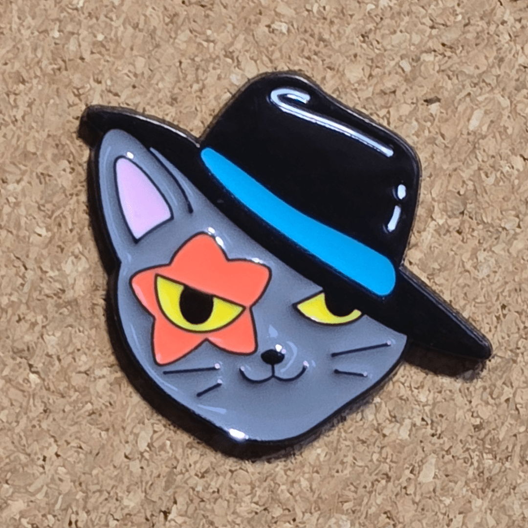 Cat Bowie in a Fedora Pin - Glitz & Gleam - Brooches - Coastal Charm Creators