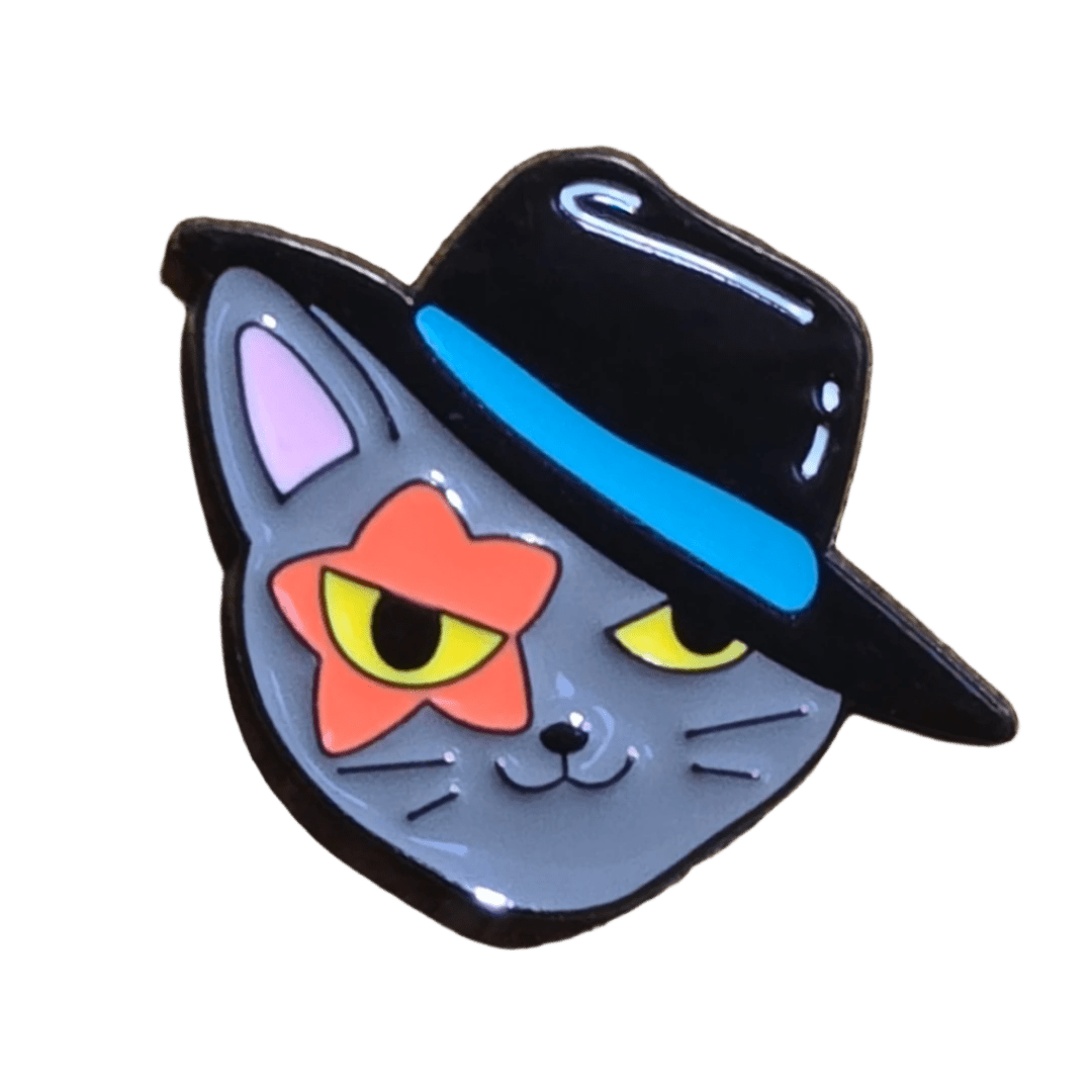 Cat Bowie in a Fedora Pin - Glitz & Gleam - Brooches - Coastal Charm Creators