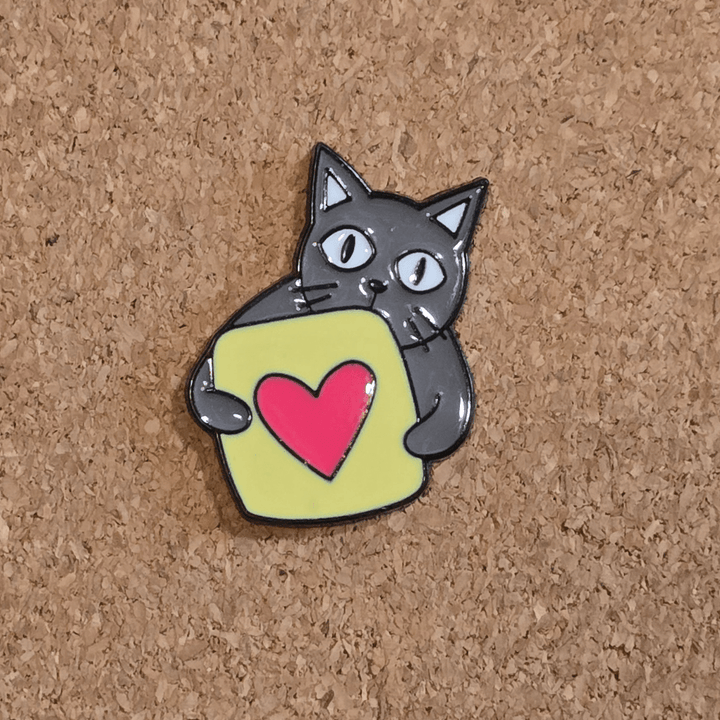 Cat Holding a Heart Book Pin - Glitz & Gleam - Brooches - Coastal Charm Creators