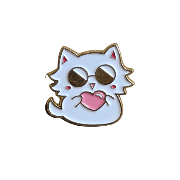 Cat with Sunglasses Holding a Heart Pin - Glitz & Gleam - Brooches - Coastal Charm Creators