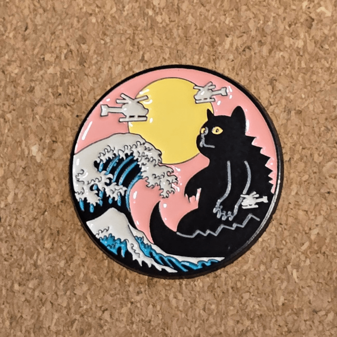 Catzilla Vapor Wave Pin - Glitz & Gleam - Brooches - Coastal Charm Creators