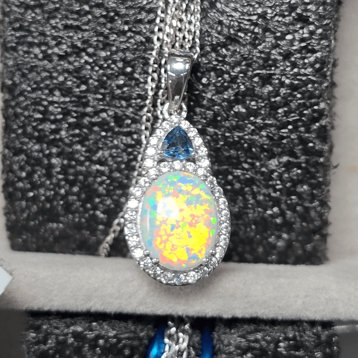 Celestial Elegance Pendant Necklace - Crown & Opal - Necklace - Coastal Charm Creators