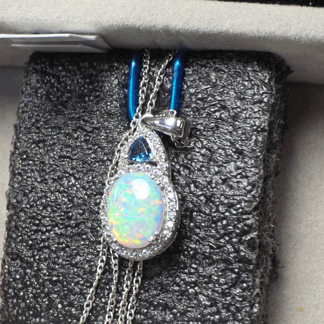 Celestial Elegance Pendant Necklace - Crown & Opal - Necklace - Coastal Charm Creators