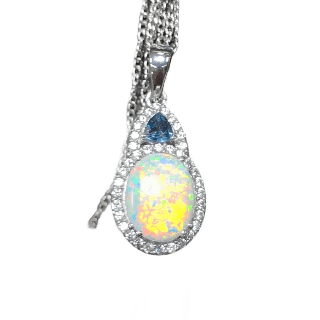 Celestial Elegance Pendant Necklace - Crown & Opal - Necklace - Coastal Charm Creators