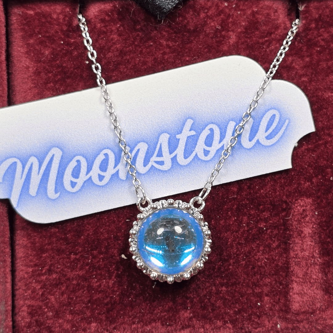 Celestial Glow: Moonstone Crown Pendant Necklace - Silver Signature - Necklace - Coastal Charm Creators