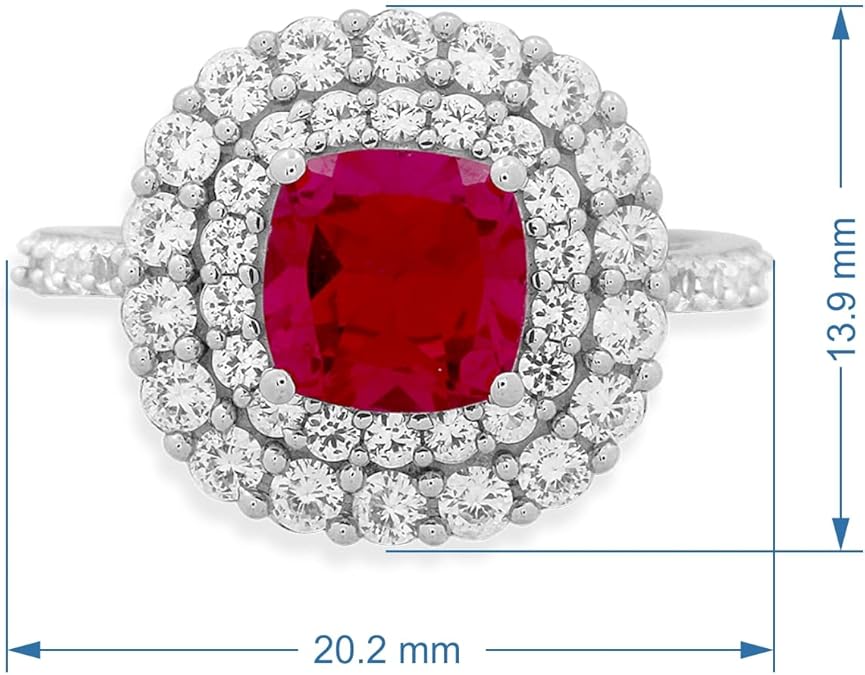 Cushion - Cut Ruby Ring with Double Halo of White Sapphire - Crown & Opal - Ring - Coastal Charm Creators