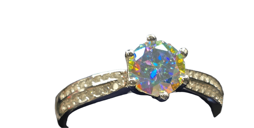 Dazzling Rainbow Moissanite Solitaire Ring - Diamond Dew - Ring - Coastal Charm Creators