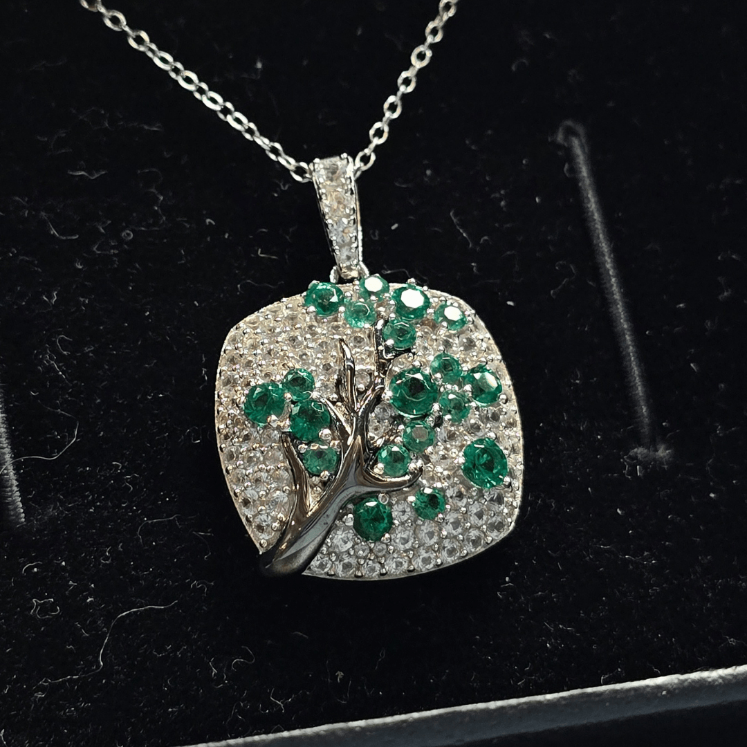 Emerald Enchanted Tree of Life Pendant Necklace - Crown & Opal - Necklace - Coastal Charm Creators