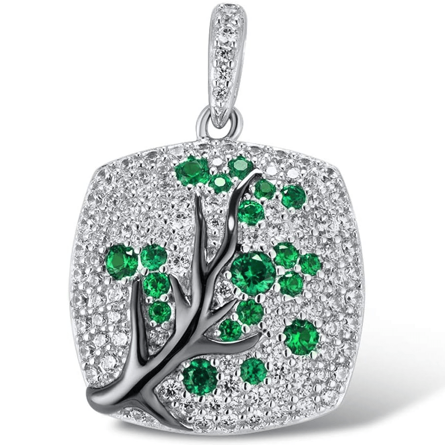 Emerald Enchanted Tree of Life Pendant Necklace - Crown & Opal - Necklace - Coastal Charm Creators