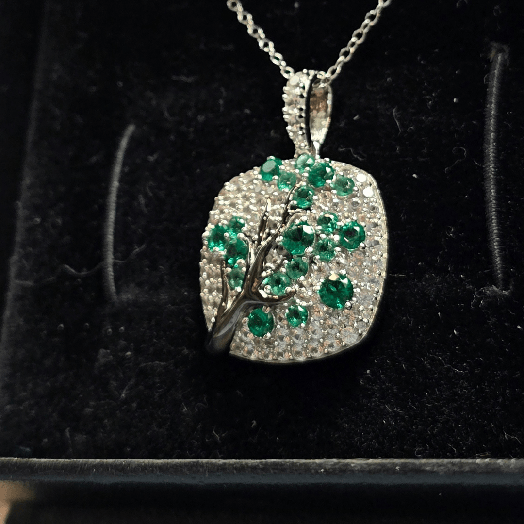 Emerald Enchanted Tree of Life Pendant Necklace - Crown & Opal - Necklace - Coastal Charm Creators