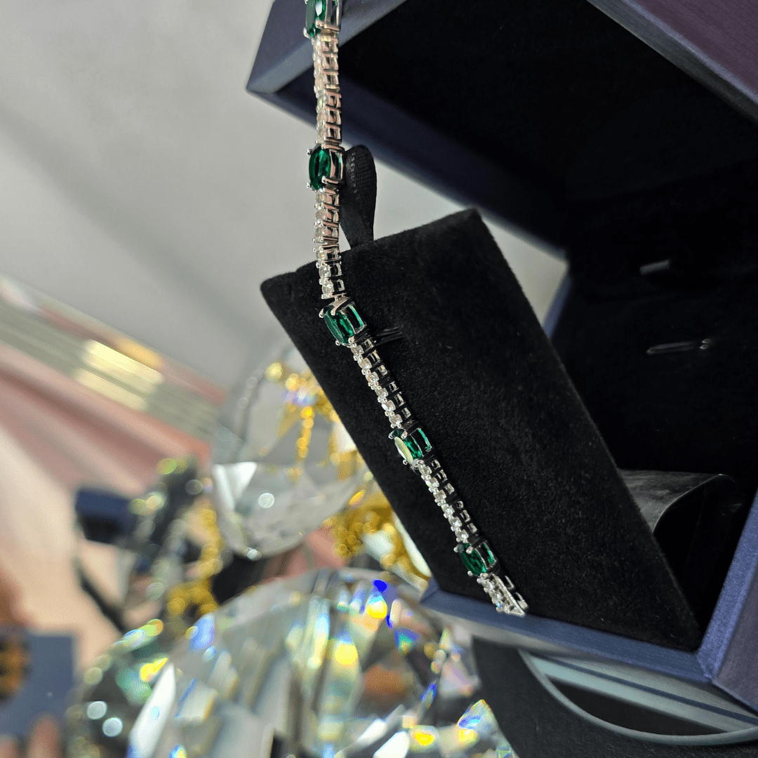 Emerald Enchantment Tennis Bracelet - Silver Signature - Bracelet - Coastal Charm Creators