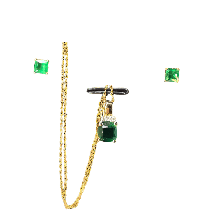 Emerald Royale Pendant Earrings Set - Silver Signature - Jewelry Set - Coastal Charm Creators