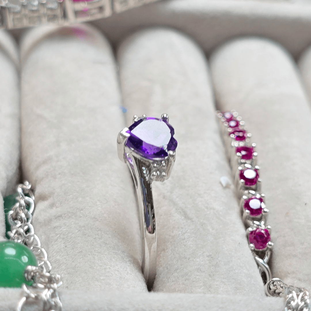 Enchanting Amethyst Heart Ring - Crown & Opal - Ring - Coastal Charm Creators