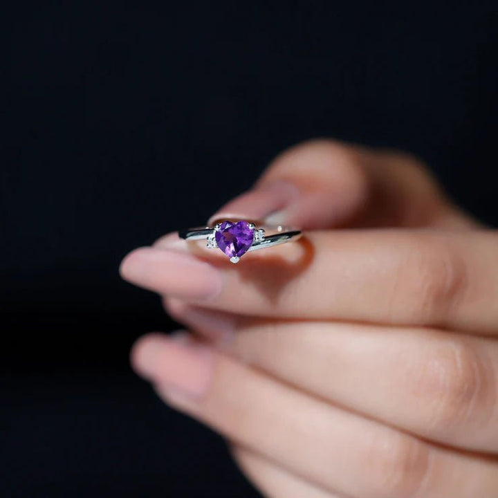 Enchanting Amethyst Heart Ring - Crown & Opal - Ring - Coastal Charm Creators