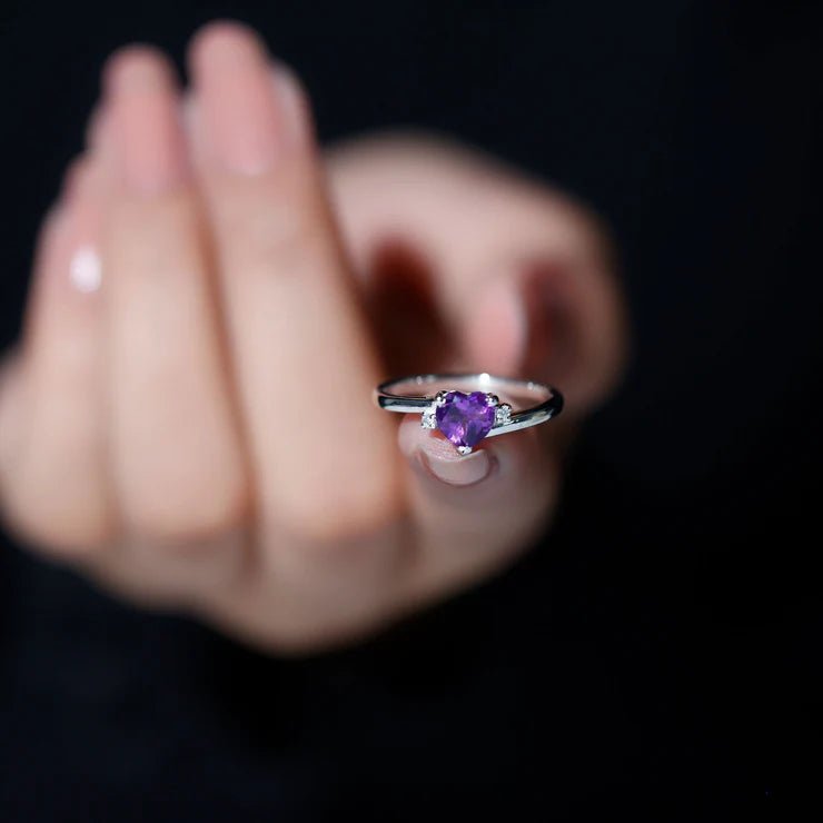 Enchanting Amethyst Heart Ring - Crown & Opal - Ring - Coastal Charm Creators