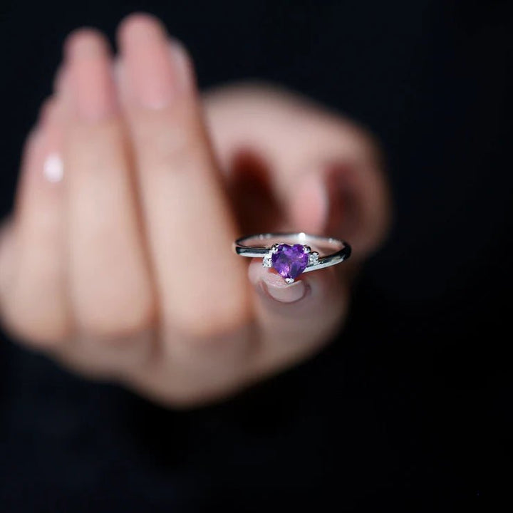 Enchanting Amethyst Heart Ring - Crown & Opal - Ring - Coastal Charm Creators