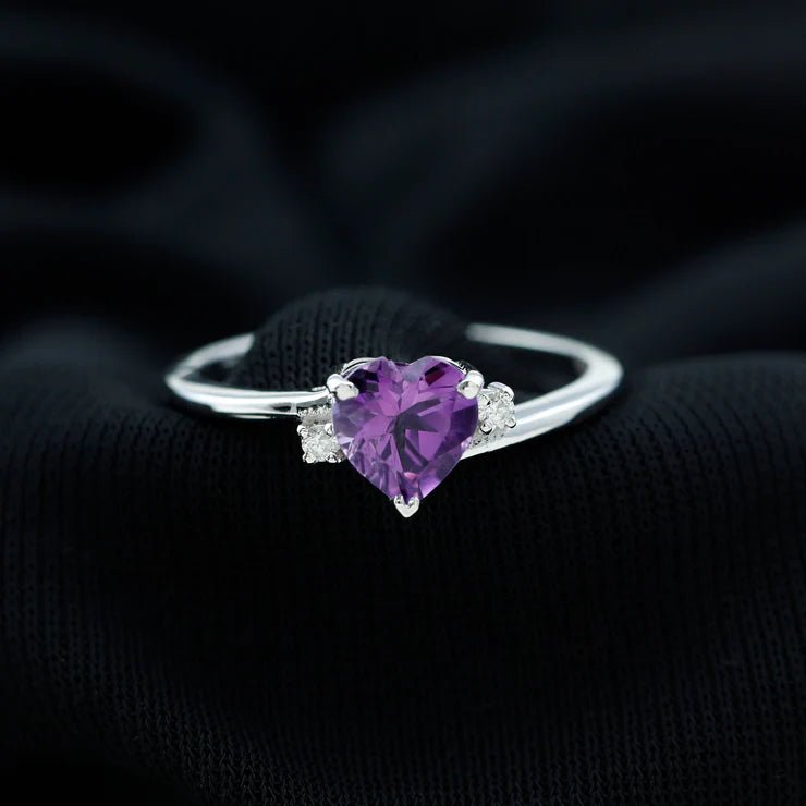 Enchanting Amethyst Heart Ring - Crown & Opal - Ring - Coastal Charm Creators