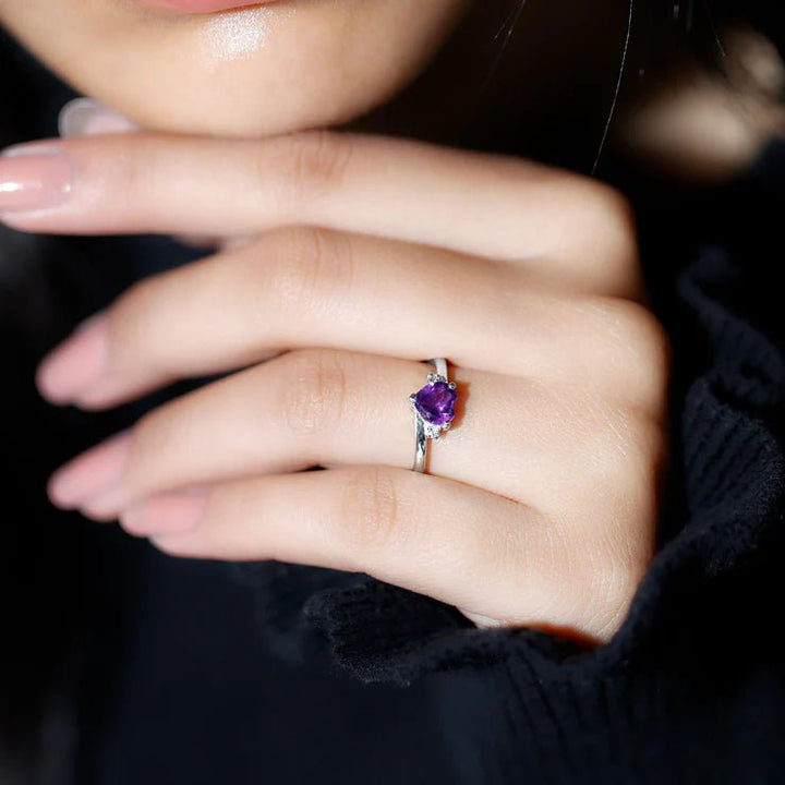 Enchanting Amethyst Heart Ring - Crown & Opal - Ring - Coastal Charm Creators